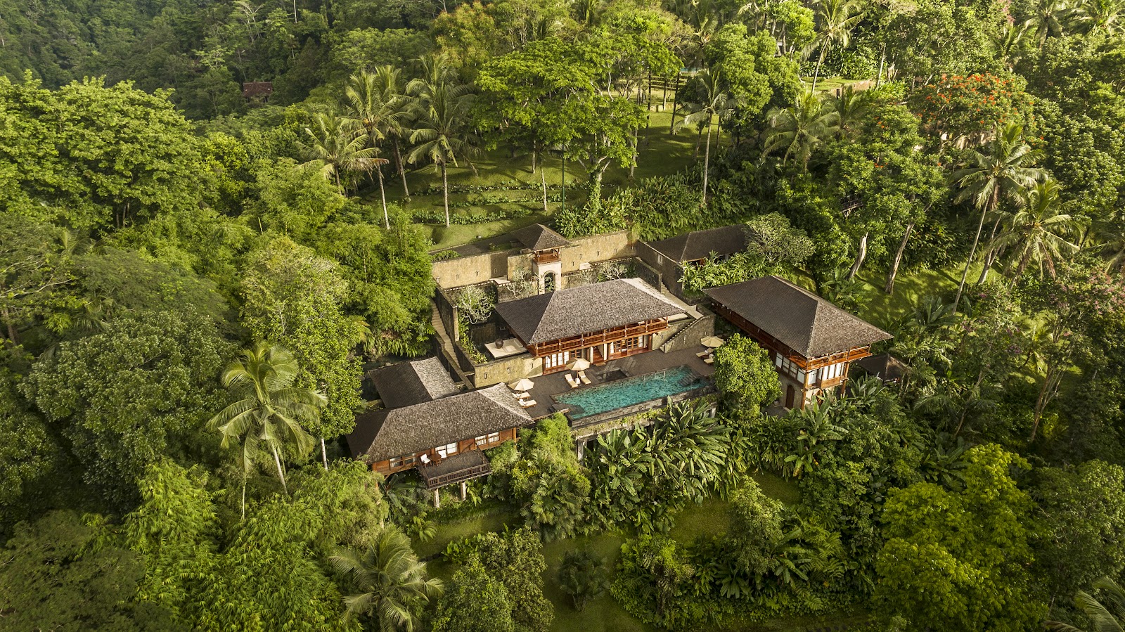 Aerial view of the jungle estate at COMO Shambhala Estate in Ubud