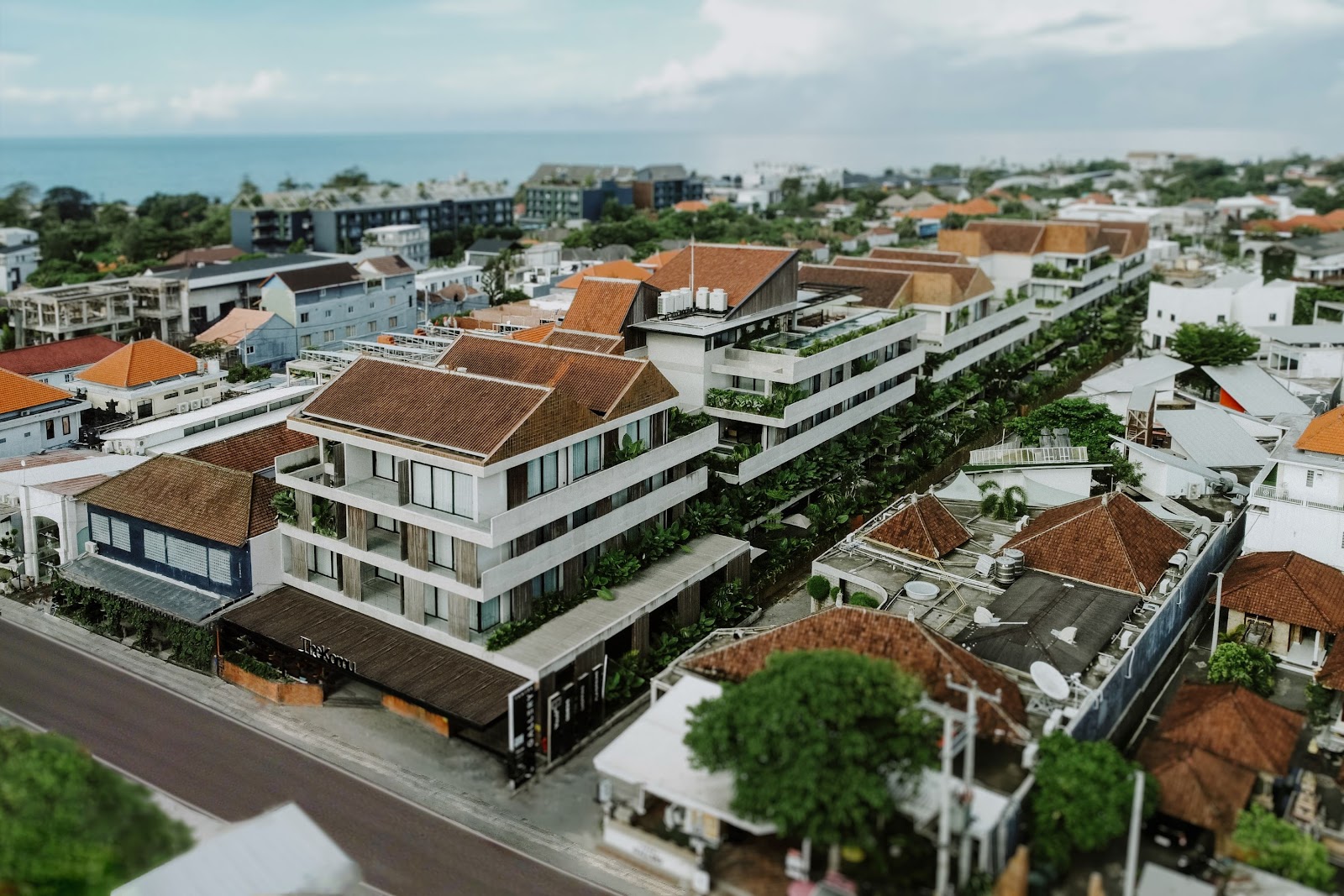 Aerial view of The Komu Canggu Bali in Berawa