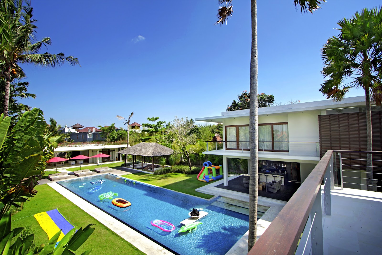 Private villa pool with garden views at Villa Kalyani