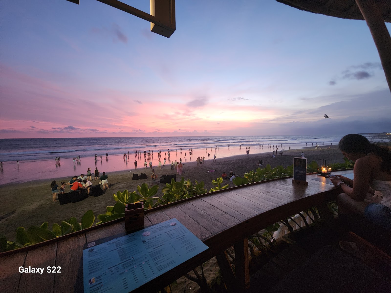 Sunset over the beach and pool at FINNS Beach Club